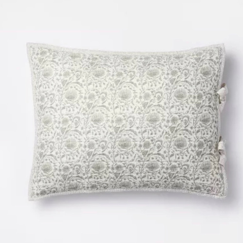 Standard Decorative Border Cotton Slub Print Quilt Sham Light Green- Threshold